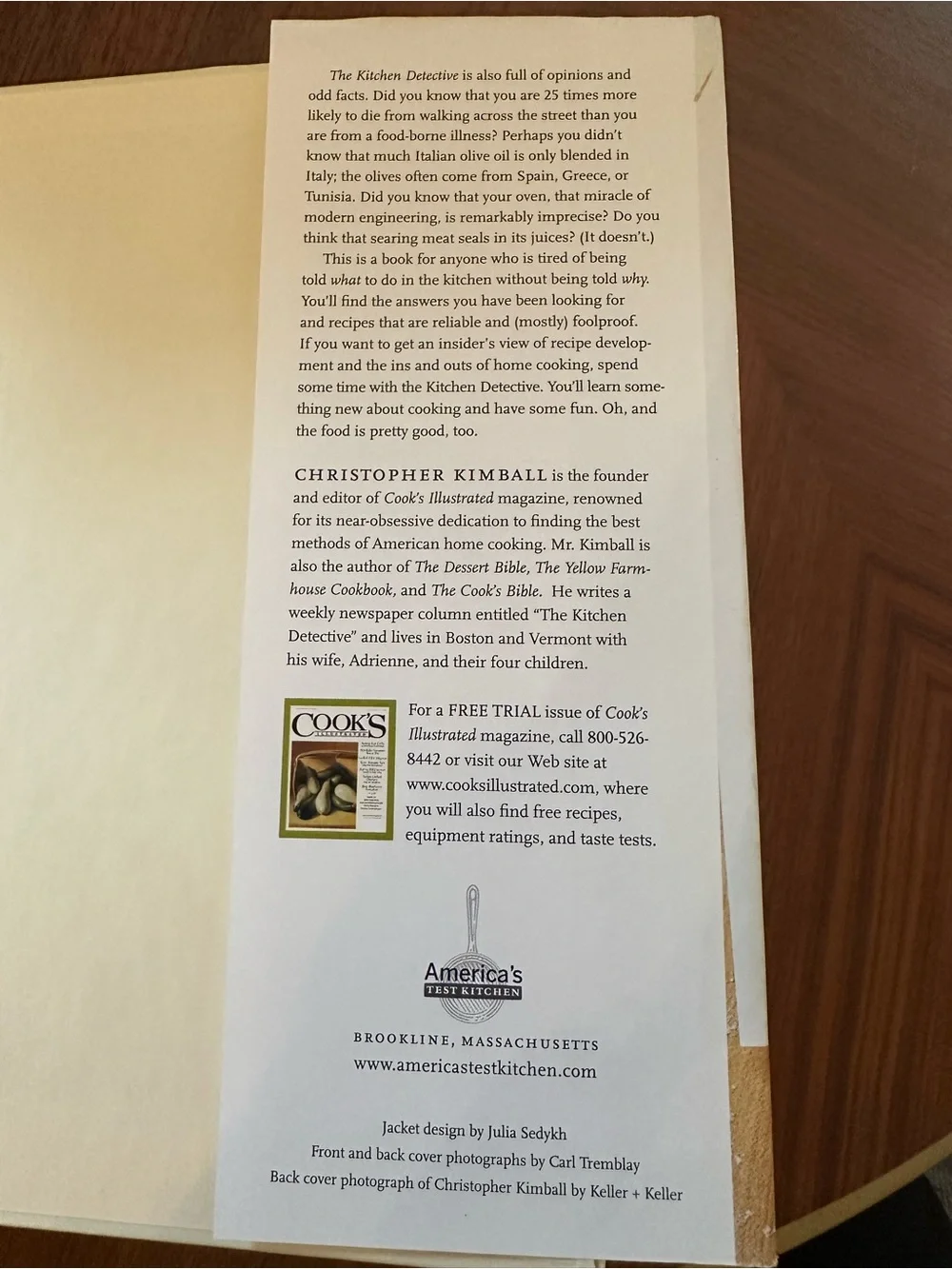Christopher Kimball The Kitchen Detective Signed Hardcover Cookbook - Like New